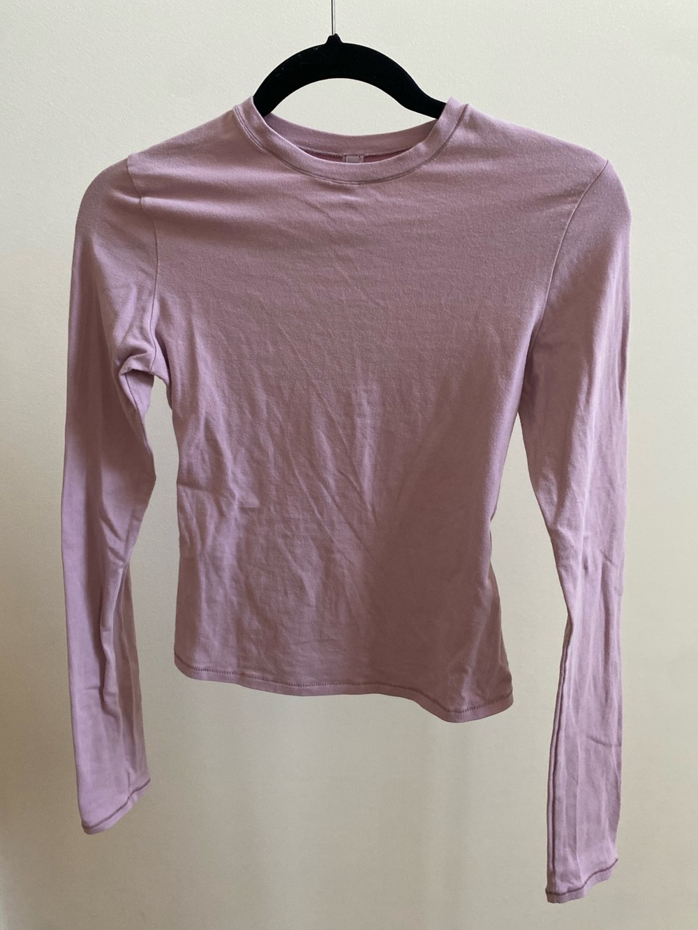Skims stretch long sleeve cotton jersey crewneck shirt Dusk pink Sz S - Picture 3 of 6